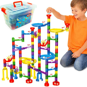 Marble Mania Marble Run assembly with pieces snapping together for creative builds