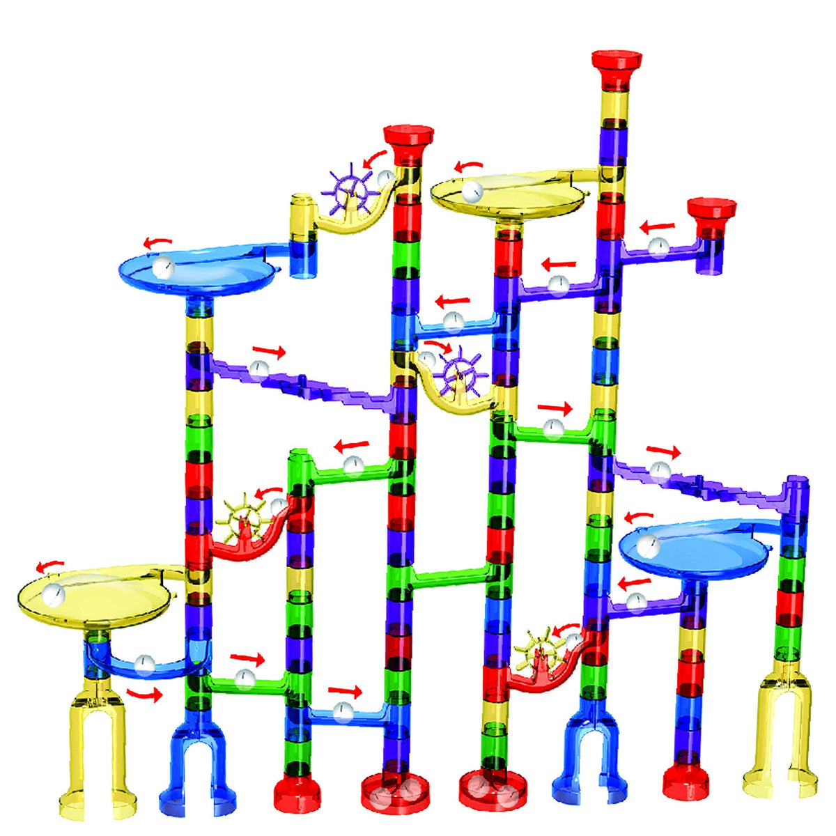 Marble Mania Translucent pieces to easily follow marbles along the track