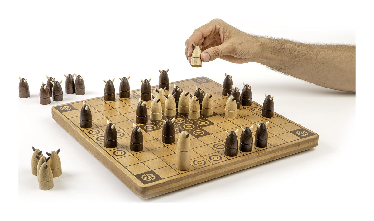 Marbles Hnefatafl Attacker pieces arranged for a competitive two-player setup.