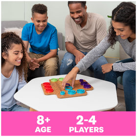 Marbles Otrio color pieces with distinct sizes help players identify threats quickly.