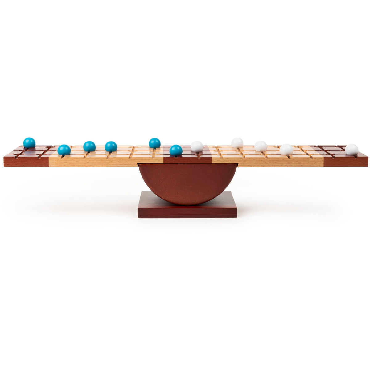 Marbles Rock Me Archimedes tipping balance demonstrates risk and strategic decision-making.
