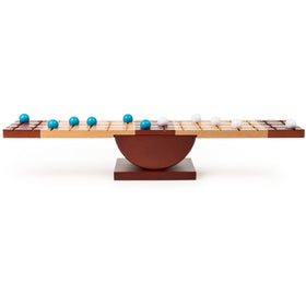 Marbles Rock Me Archimedes tipping balance demonstrates risk and strategic decision-making.