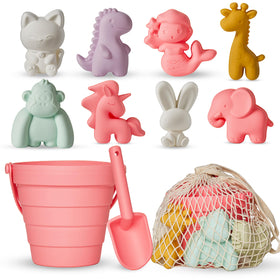 MarcZero 11Pcs silicone beach toys bucket for durable sand play on the shore