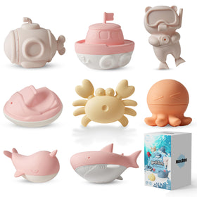 MarcZero Ocean Bath Toys 8Pcs pink set for imaginative toddler play