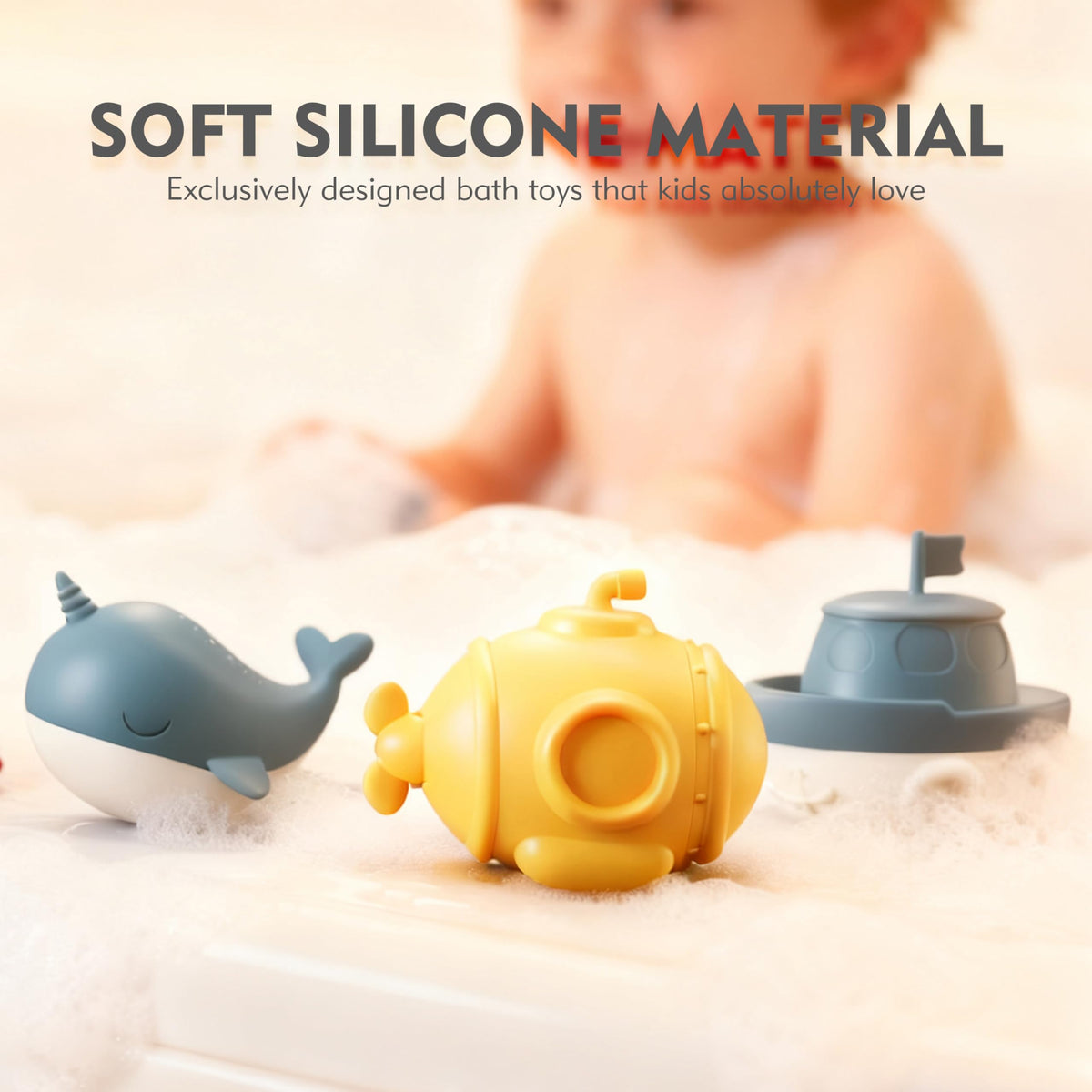 MarcZero Ocean blue silicone pieces are easy to hold during baths.
