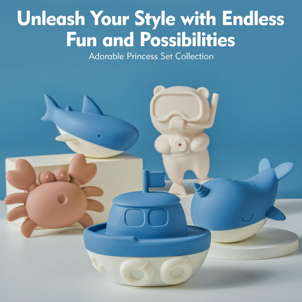 MarcZero Ocean split-design toys show easy access for rinsing.