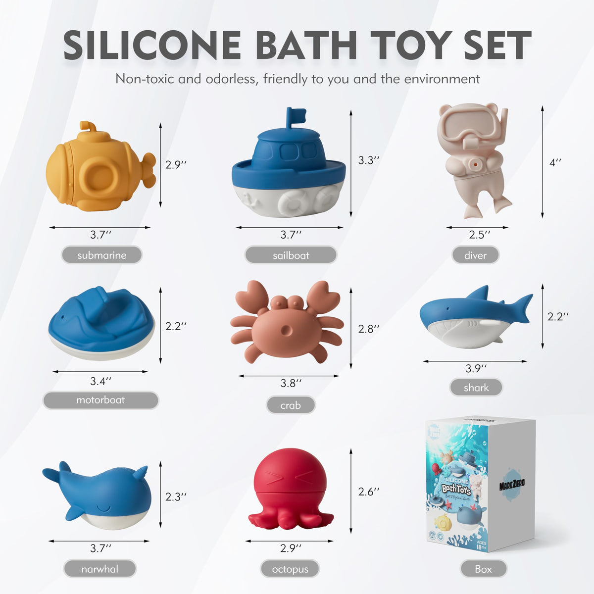 MarcZero Ocean toddler gripping scene highlights soft, safe silicone.