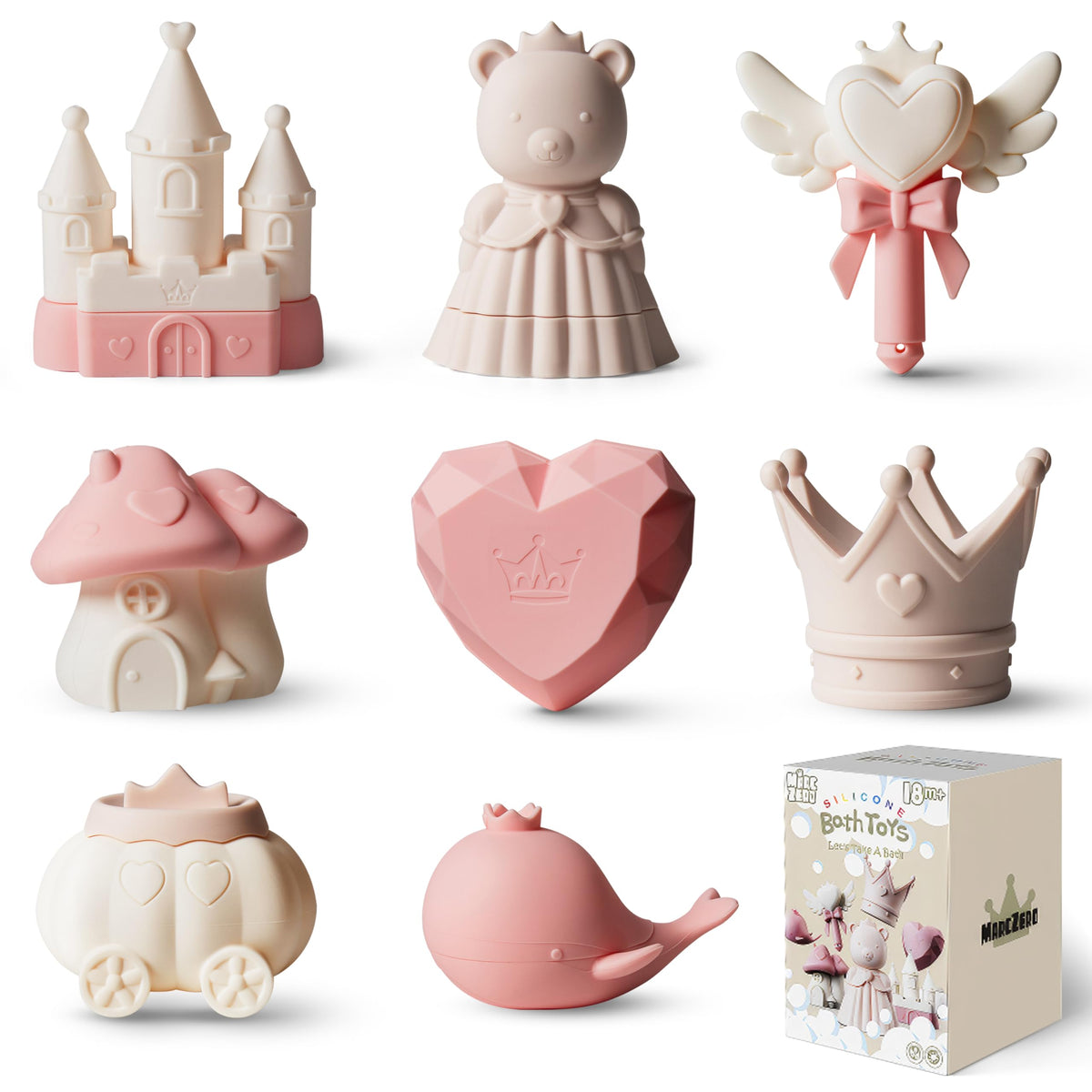 MarcZero Princess bath toy set in pink promotes gentle, imaginative play