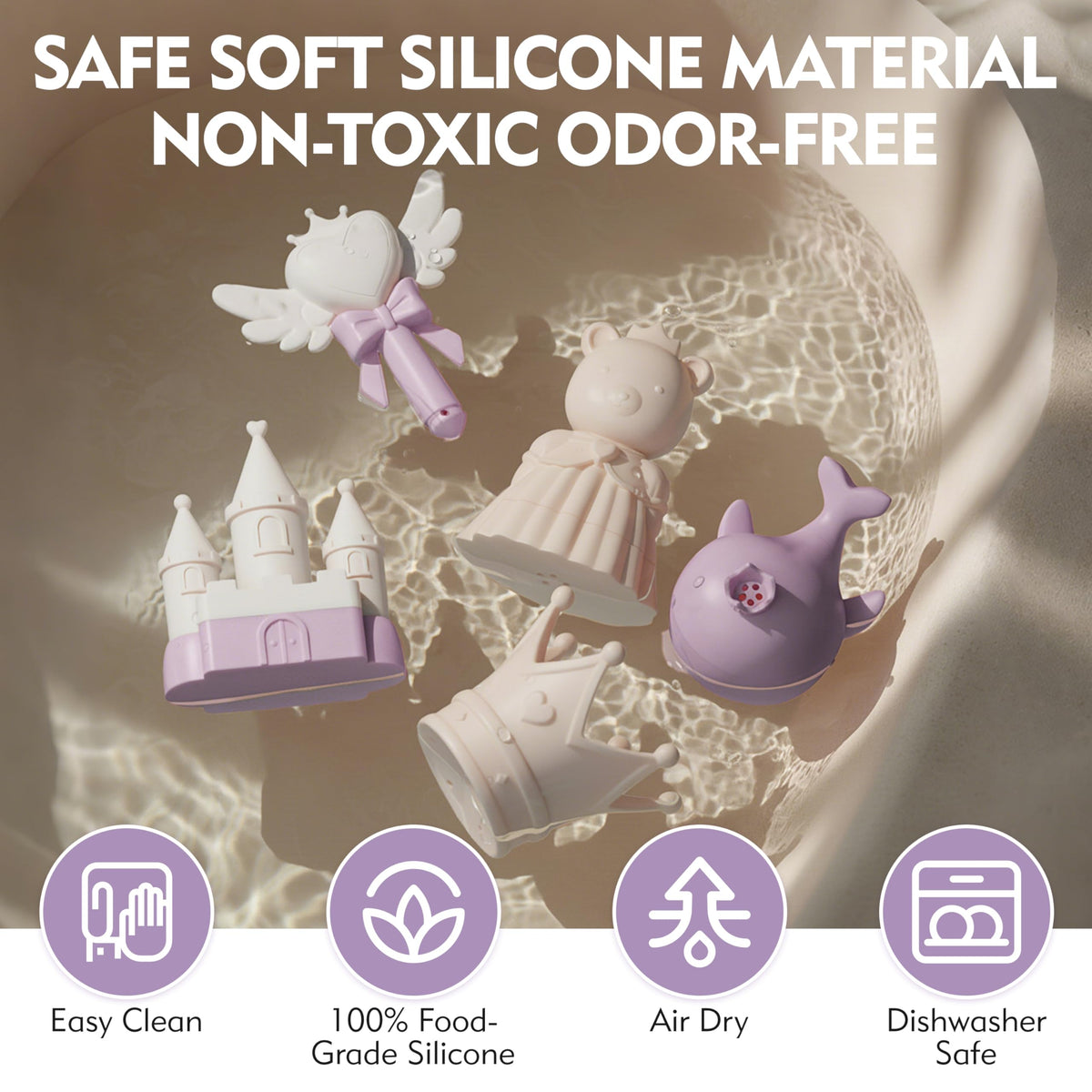 MarcZero Princess tub toys support fine motor skills with squeezable grips