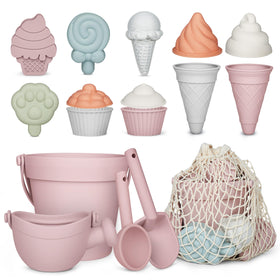 MarcZero silicone beach bucket pink, easy grip for little hands