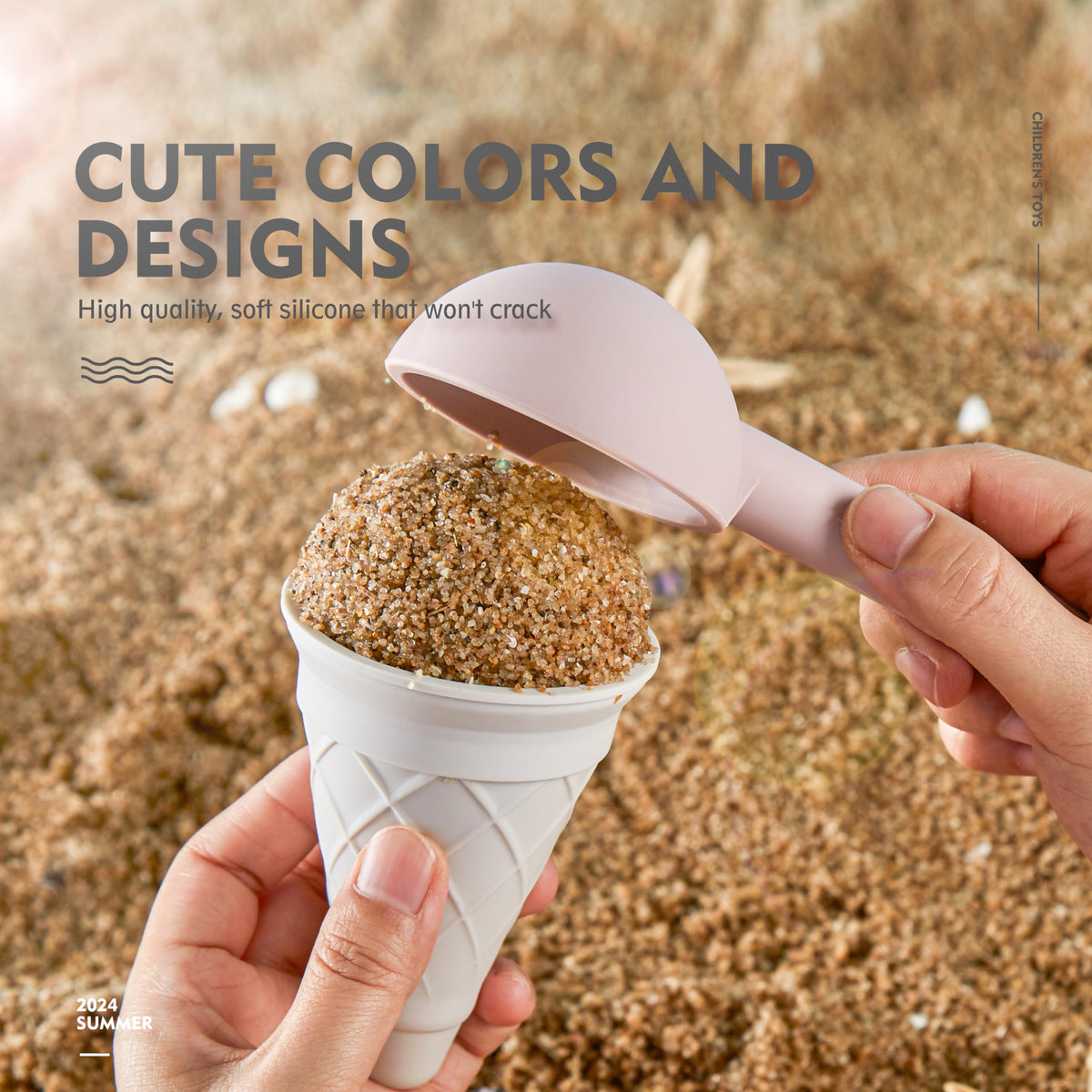 MarcZero 3D cupcake mold brings colorful pretend treats to beach days.