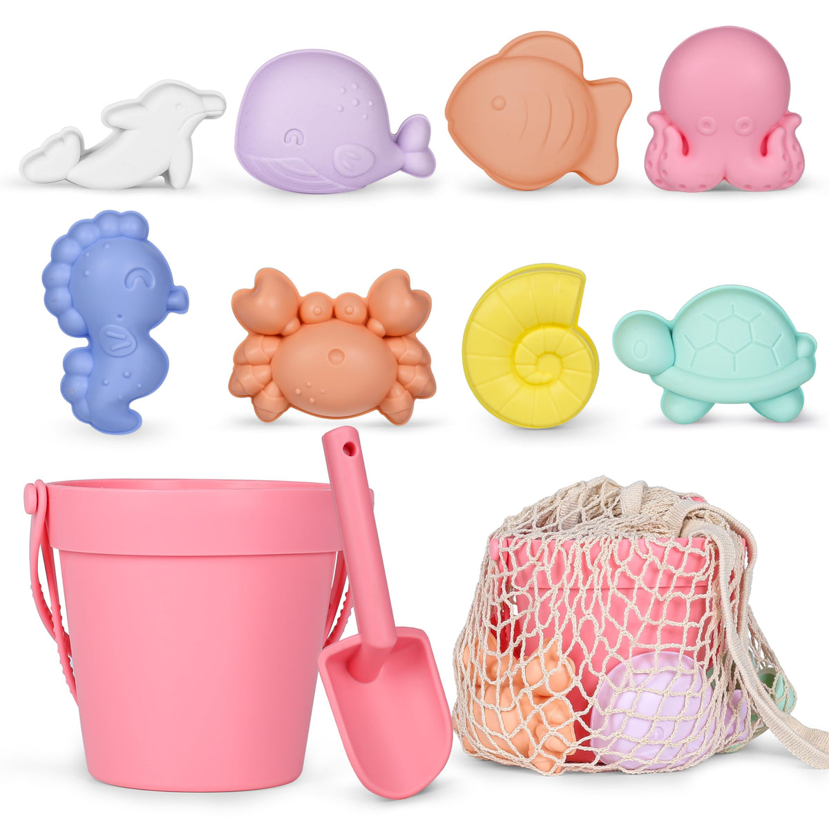 MarcZero silicone beach toy bucket for easy sand shaping and splash-friendly play.