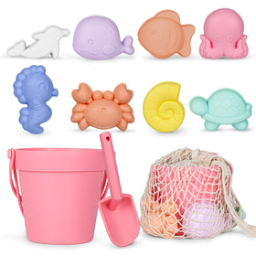 MarcZero silicone beach toy bucket for easy sand shaping and splash-friendly play.