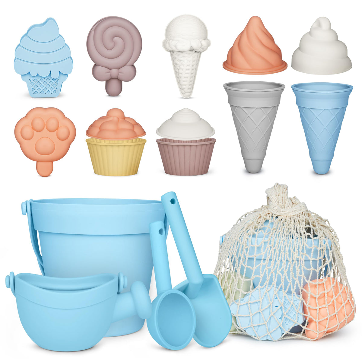 MarcZero silicone beach bucket for toddlers, easy grip and mold-friendly sand play.