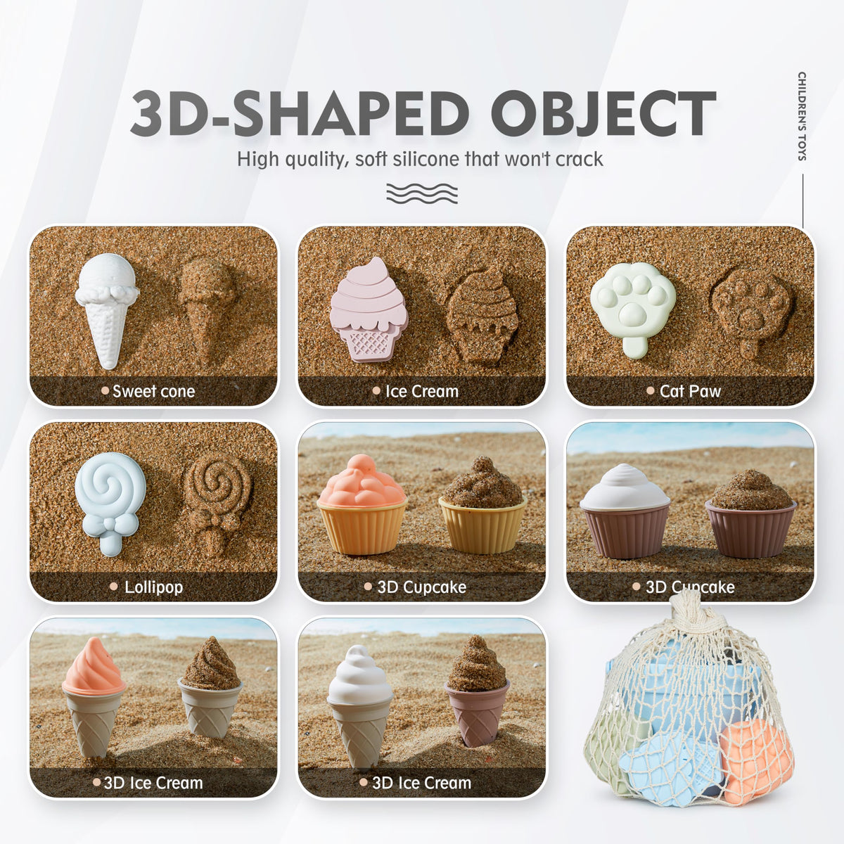 MarcZero four sand molds, versatile shapes for creative sand art.