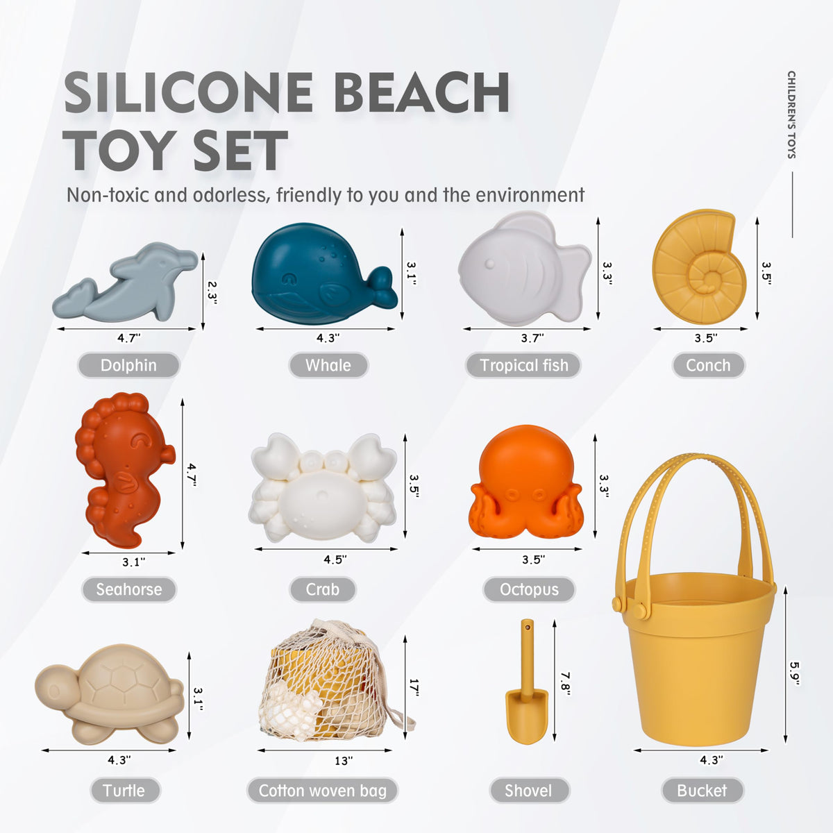 MarcZero silicone beach toys shovel beside the bucket for quick sand shaping