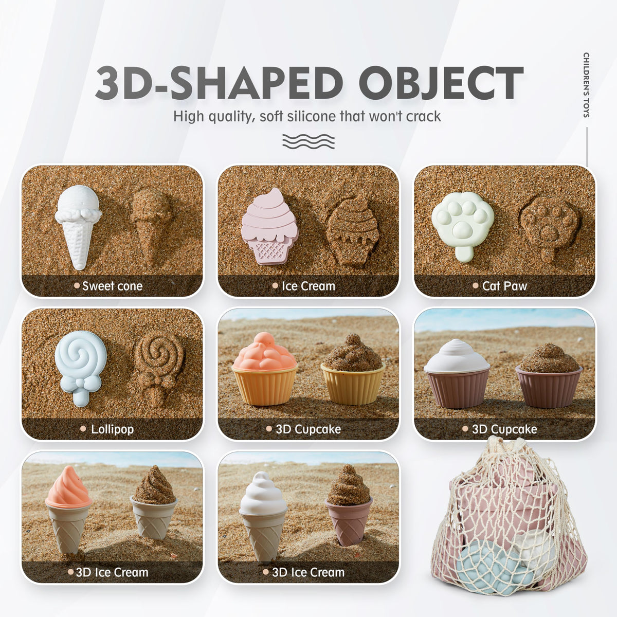 MarcZero silicone sand molds pink, versatile shapes for sandy creativity