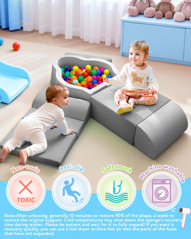 Markdang Soft Play Set high-density foam provides soft, supportive play for toddlers.