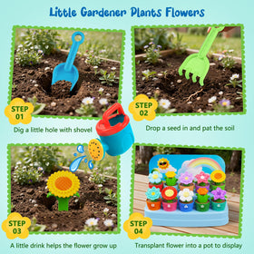 marlrin garden tools rake and shovel in action during kid-friendly pretend gardening