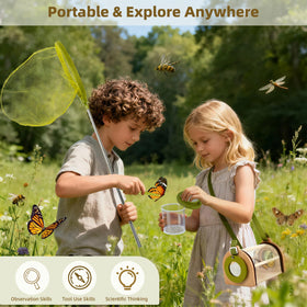 Marlrin wooden bug catcher kit tweezers and clamp for careful handling.