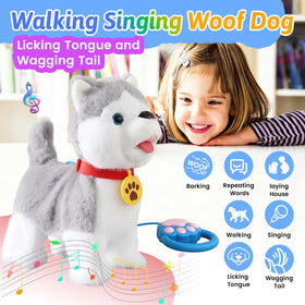 Marsjoy Husky barking dog toy delivers realistic sounds for imaginative play.