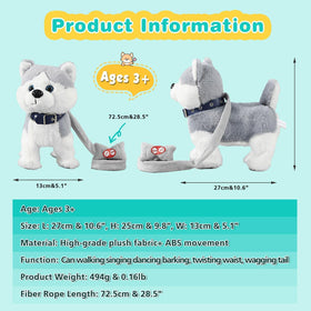 Marsjoy Husky dancing dog toy with leash engages kids in interactive music
