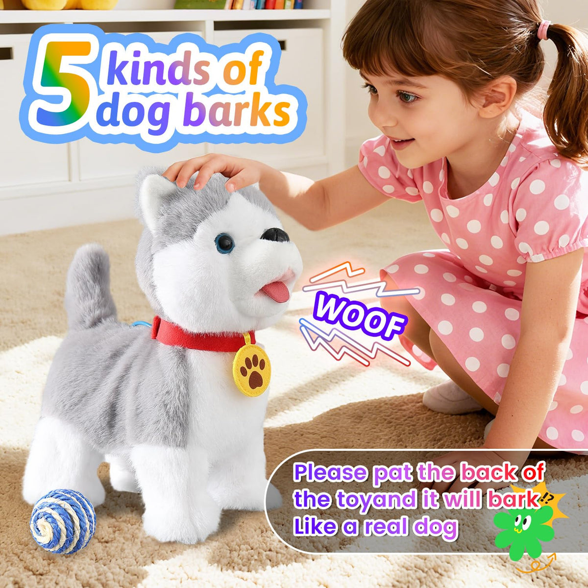 Marsjoy Husky educational-empathy toy nurtures caring behavior through pretend care.