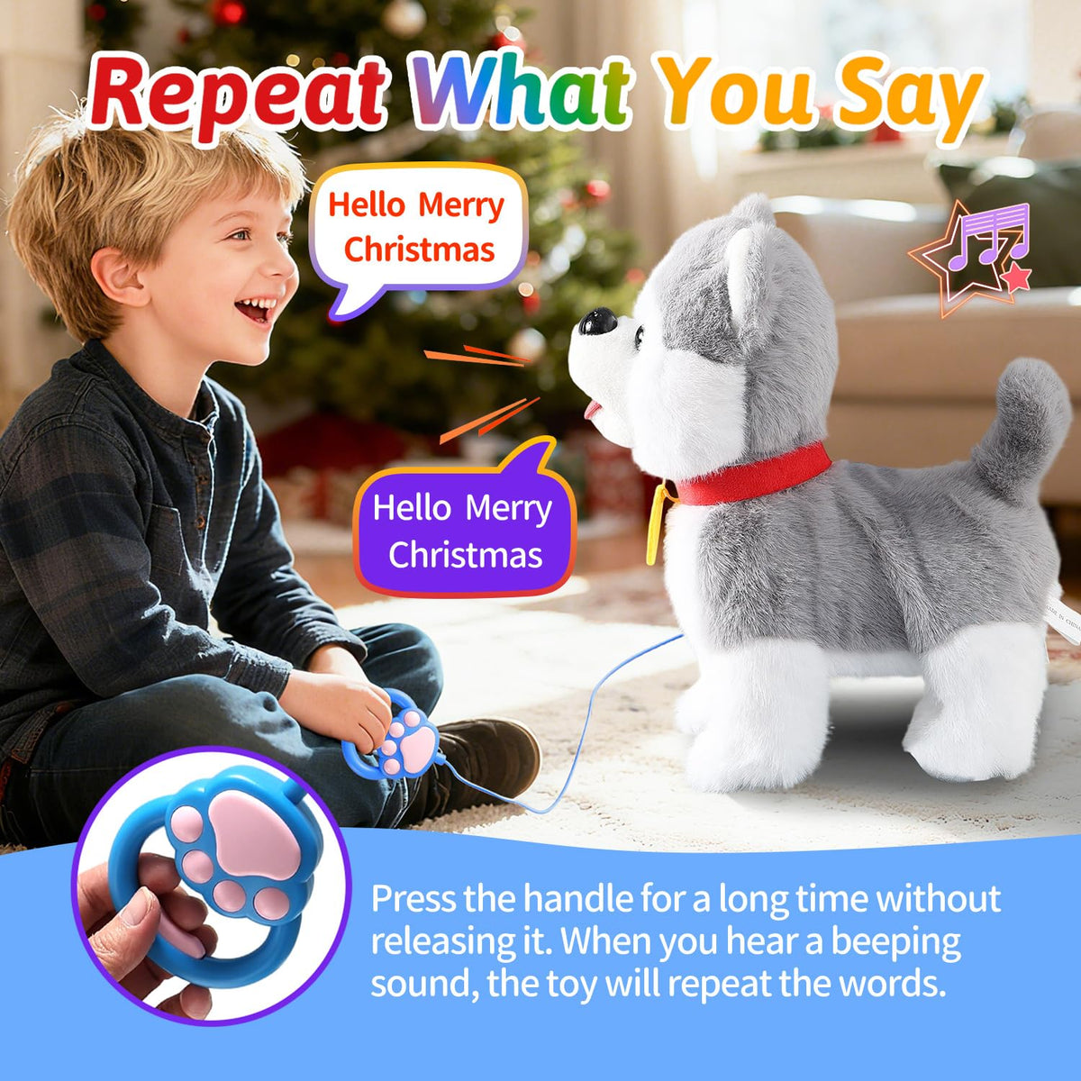 Marsjoy Husky repeats speech to support language practice in children.