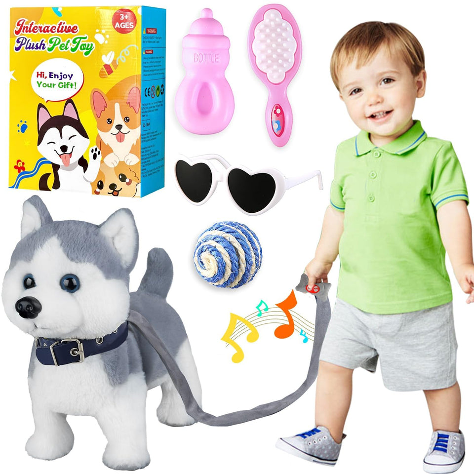 Marsjoy Husky walking dog toy shows a lifelike walk for imaginative play