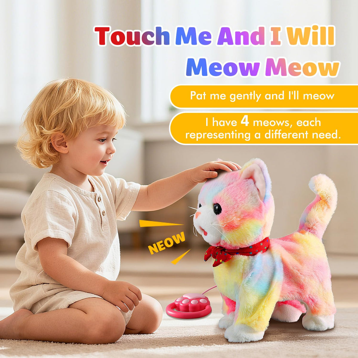Marsjoy Rainbow Walking Cat Toy talking imitation demonstrates voice replay