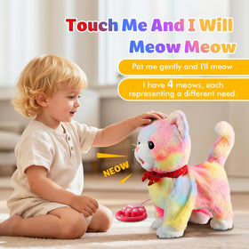 Marsjoy Rainbow Walking Cat Toy talking imitation demonstrates voice replay