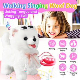 Marsjoy Samoyed Walking Dog barking feature inviting kid interaction and fun