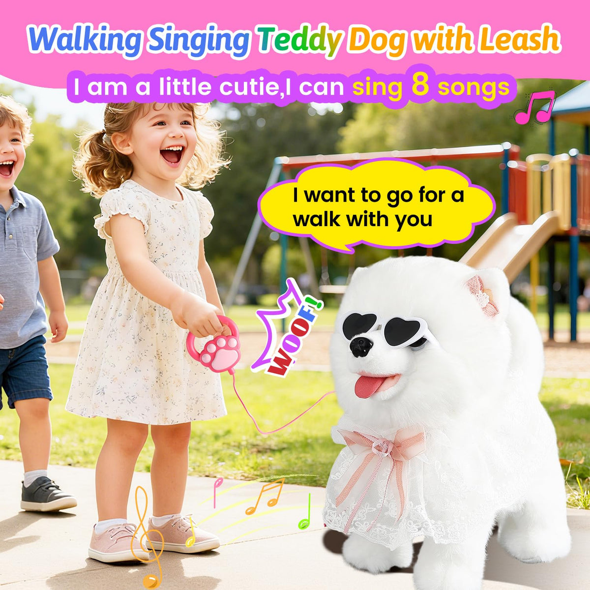 Marsjoy Samoyed Walking Dog tail-wagging pose showing responsive, imaginative play