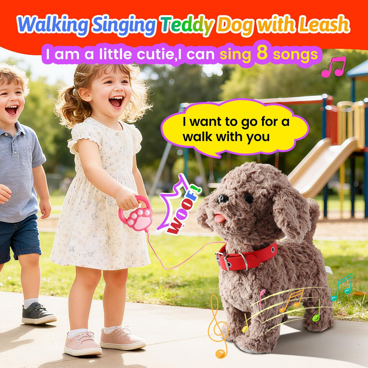 Marsjoy Teddy sings and dances with eight musical tunes.