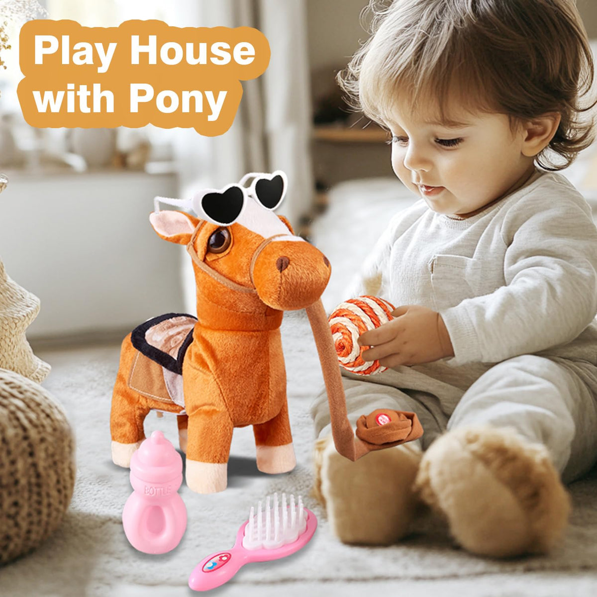 Marsjoy plush pony uses soft, skin-friendly fabric for gentle hugs.