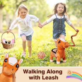 Marsjoy walking pony twirling head during play enhances interaction.