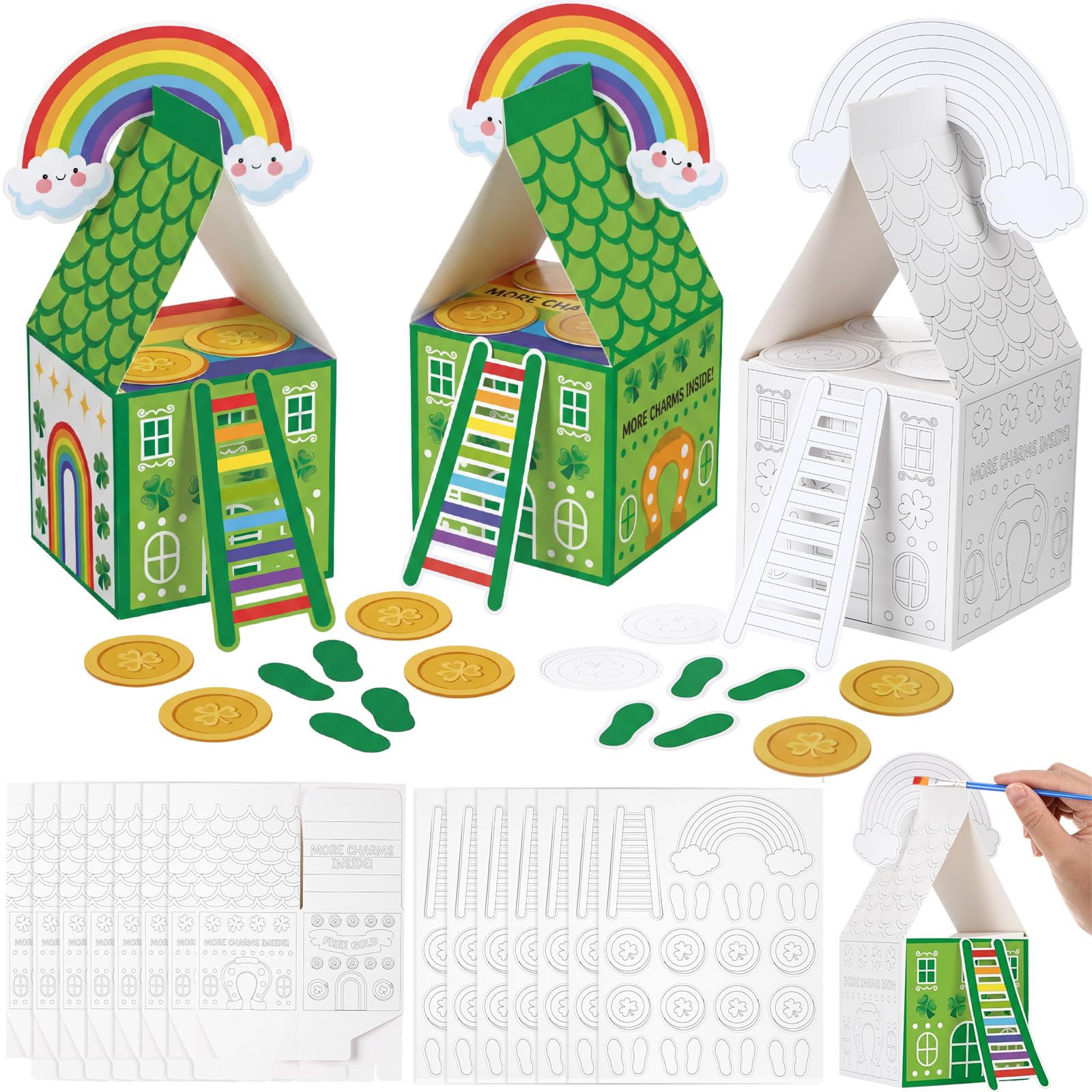 Marspark Leprechaun Trap Kit — 24 Colorable House Box Cards & Die Cut ...