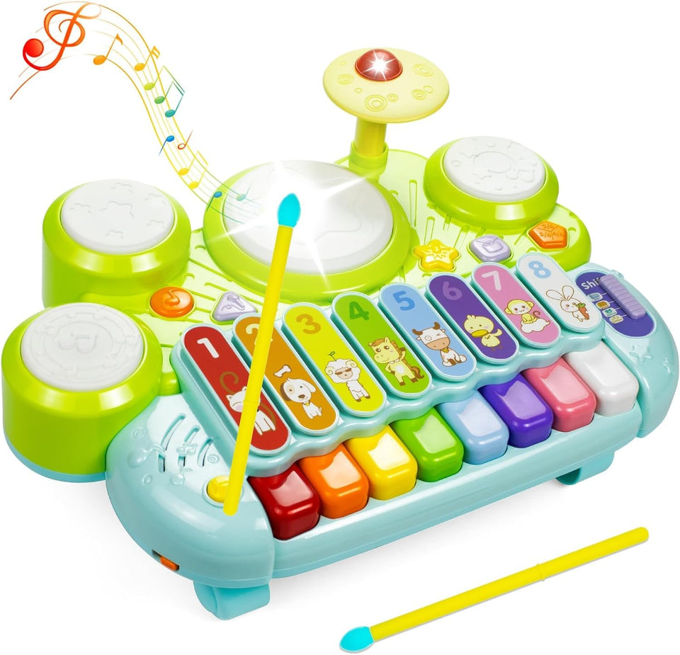 Marstone 3-in-1 musical instrument front view with rainbow keys for color learning