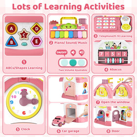 Marstone 8-in-1 musical learning house doors engage fine motor skills during pretend play.