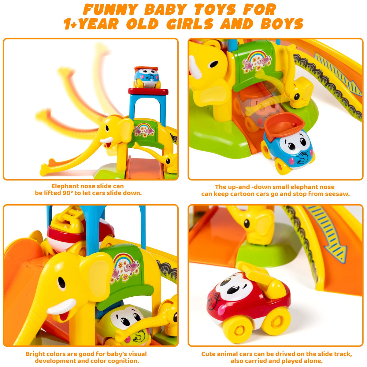 Marstone four animal cars on the slide support color learning