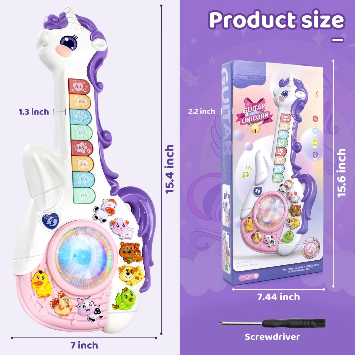 Perfect toy gift for 1-3 year olds offering music, letters, and animals.