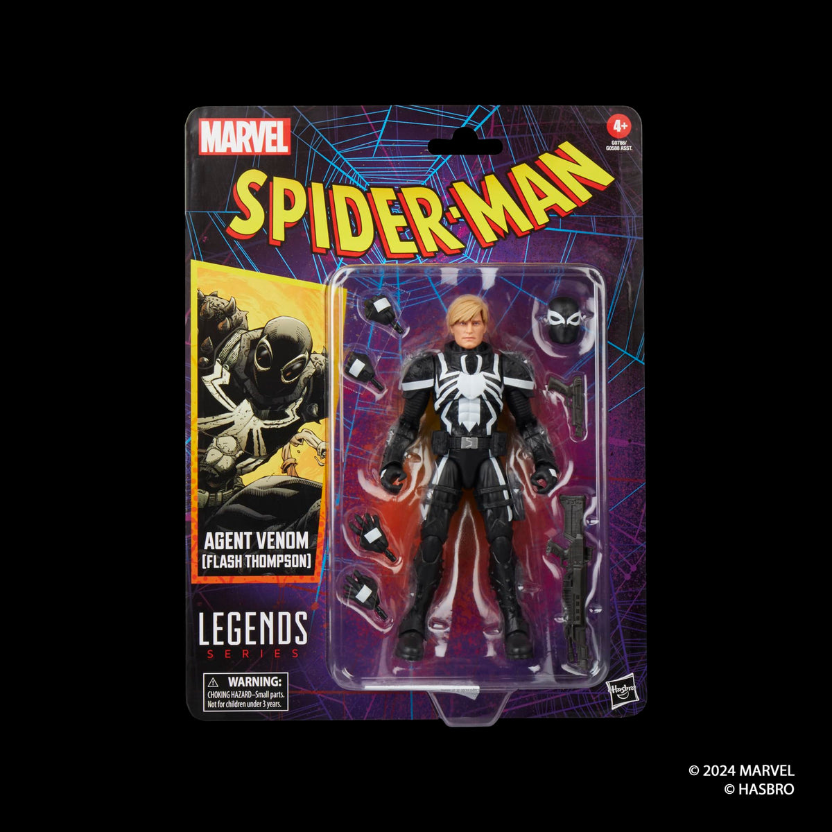 Agent Venom articulation enables lifelike poses for shelves and dioramas.