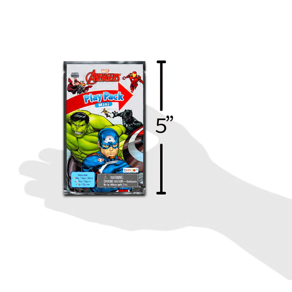 Marvel Avengers coloring utensils included for mess-free craft time.