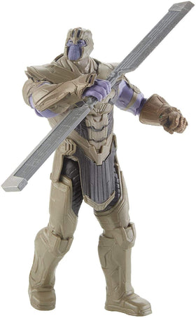 Marvel Avengers Endgame Warrior Thanos Deluxe Figure with signature accessory for display