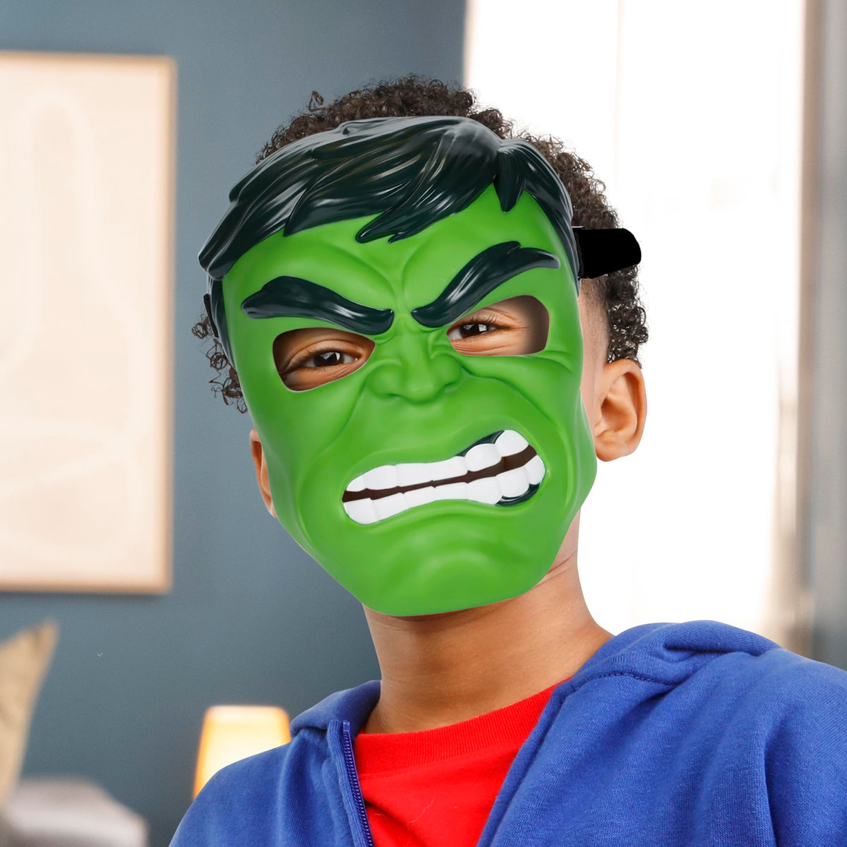 Marvel Avengers Hulk mask front view with bold green design for playtime.