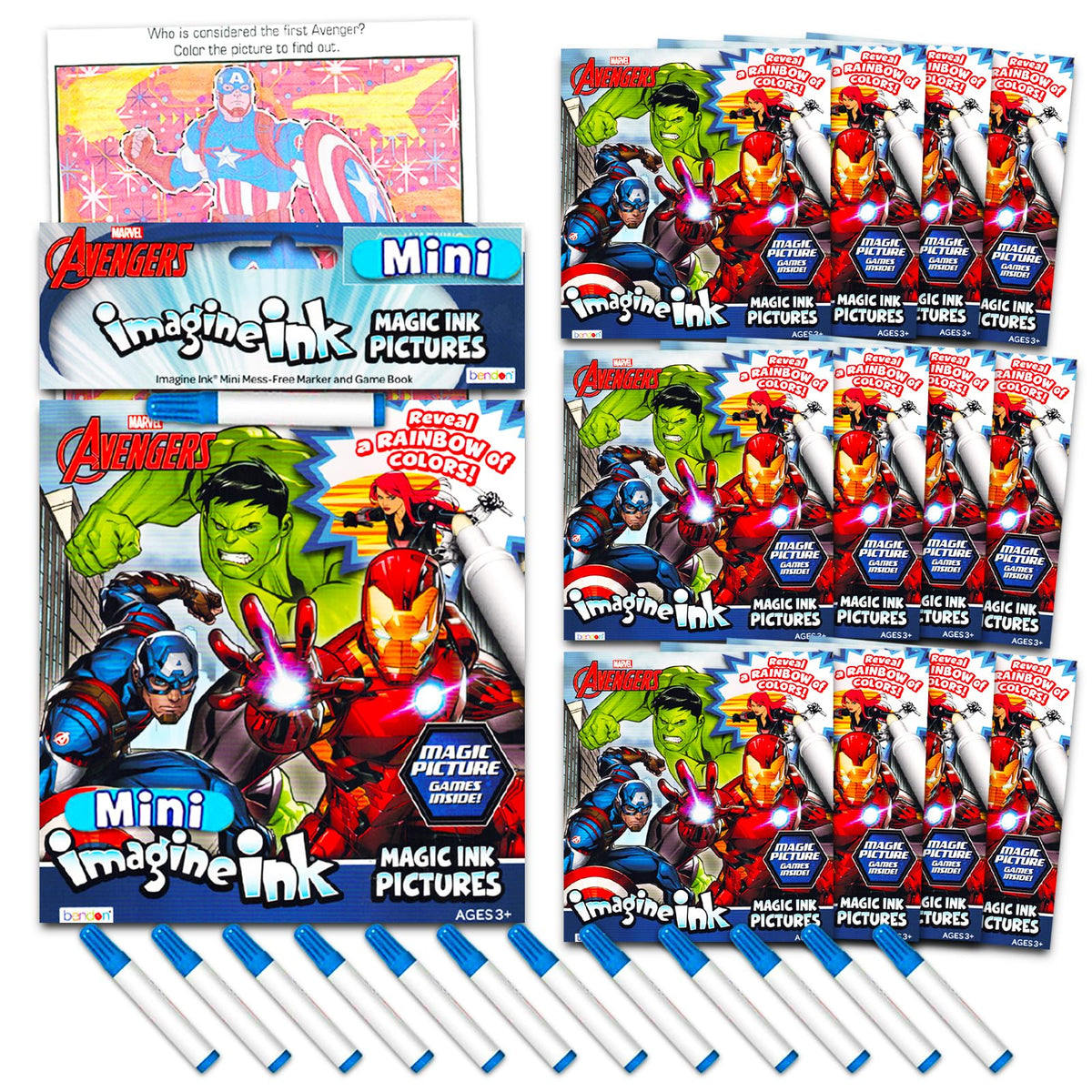 Marvel Avengers Imagine Ink coloring book set characters featuring heroes for imaginative play