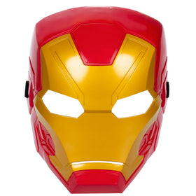 Marvel Avengers kids dress-up scene featuring Iron Man and Hulk masks for pretend adventures.