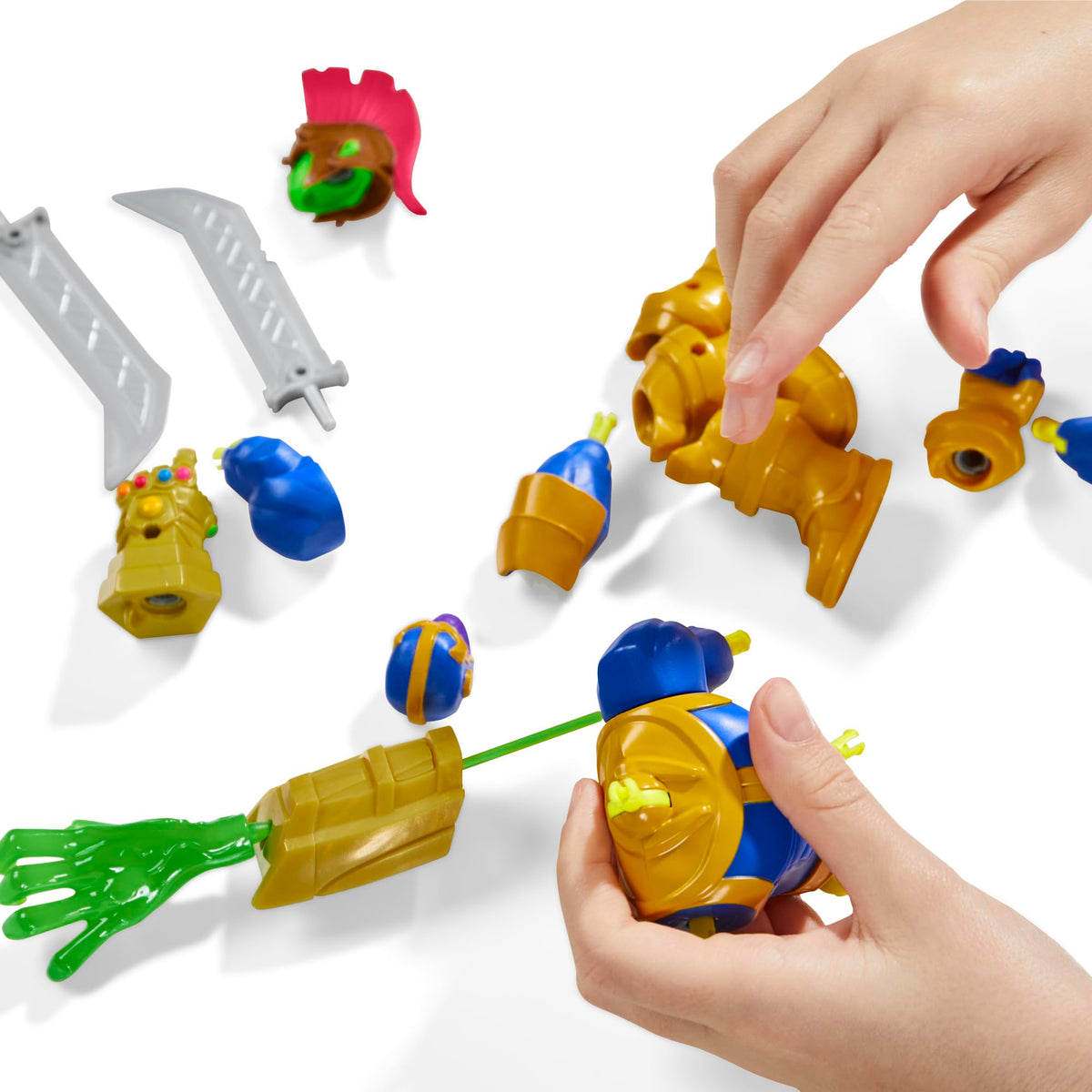Hulk parts included for dynamic action poses in the MixMashers line.