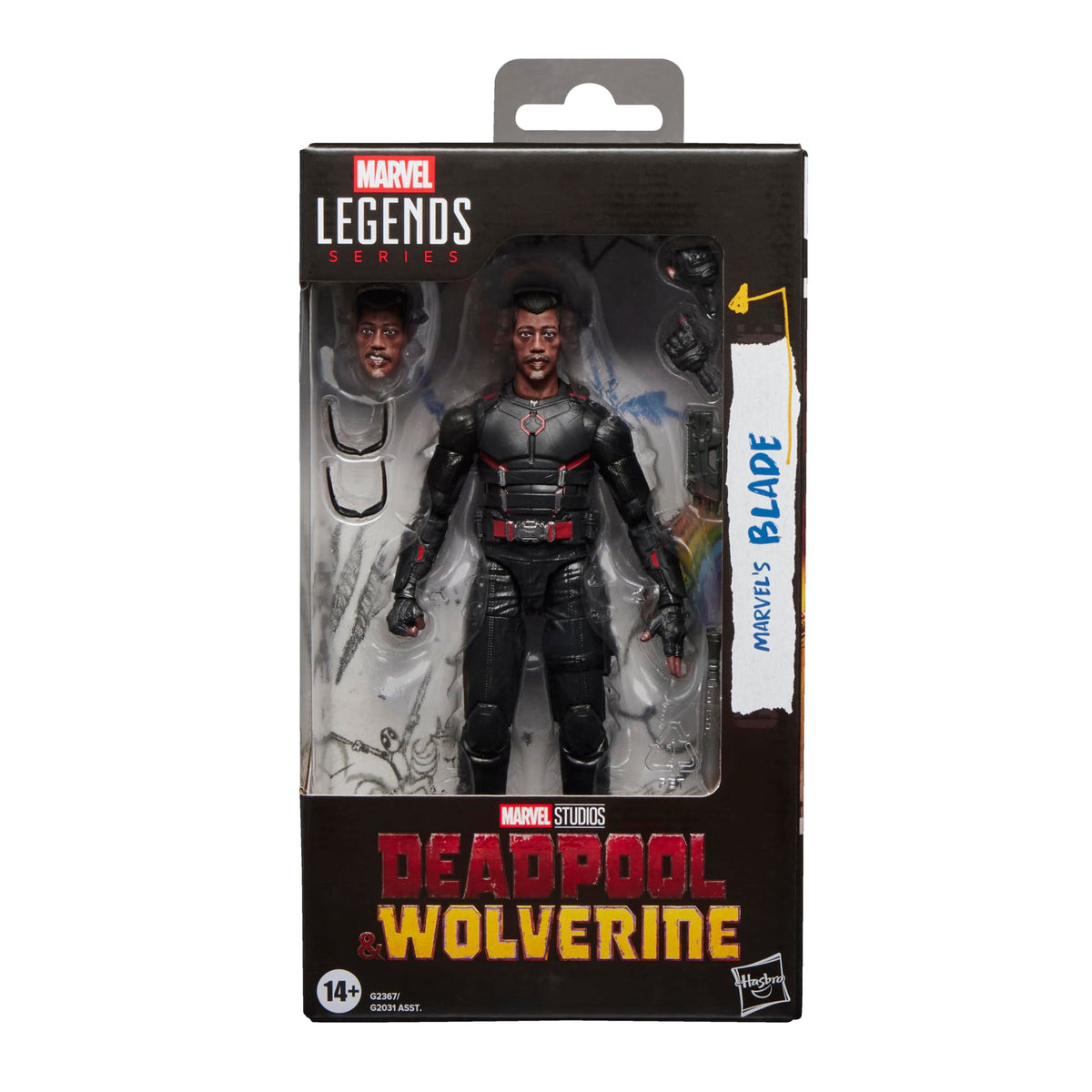 Marvel Blade figure front view showcases movie-inspired design for display