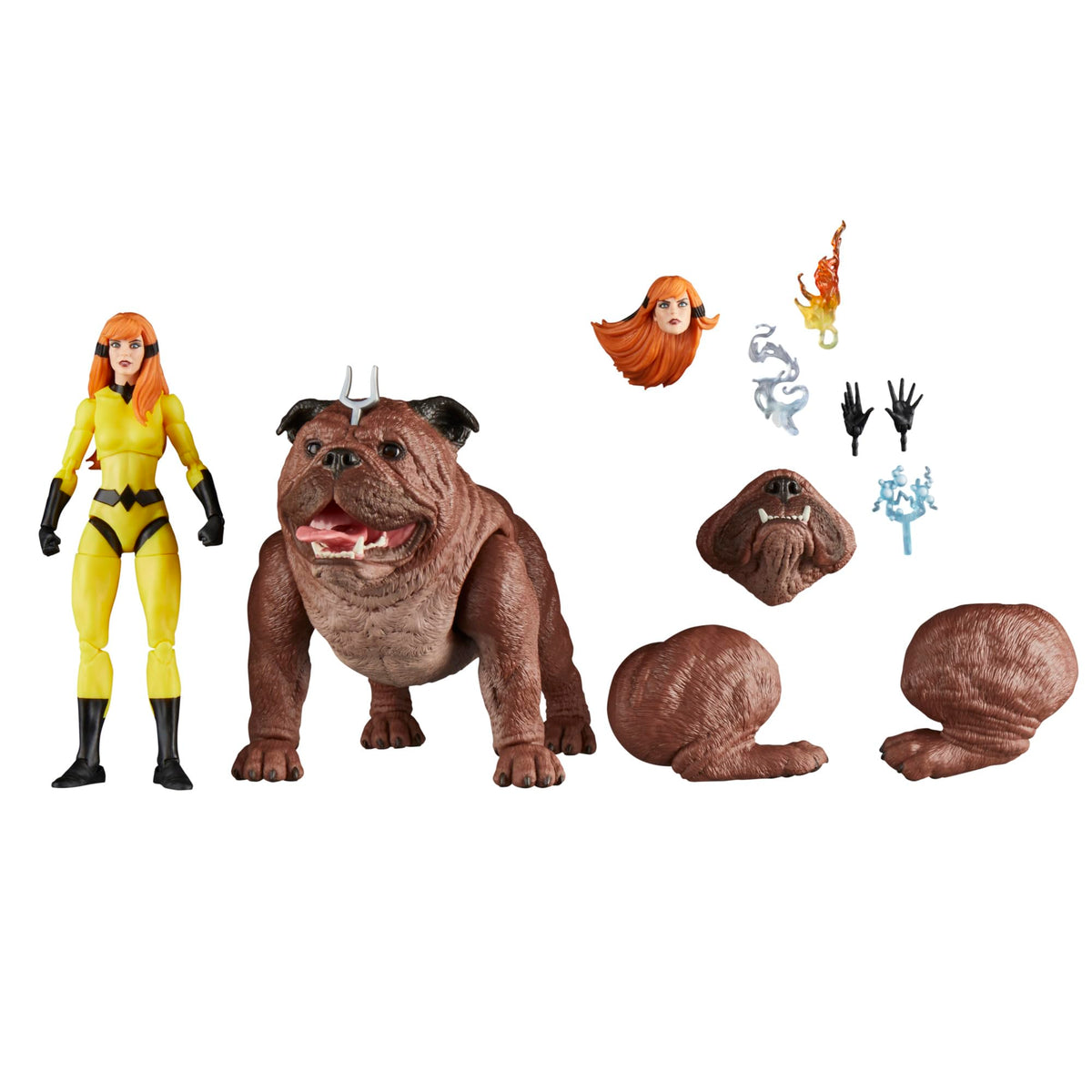 Marvel Crystal and Lockjaw deluxe figures displayed in collectible packaging for display.